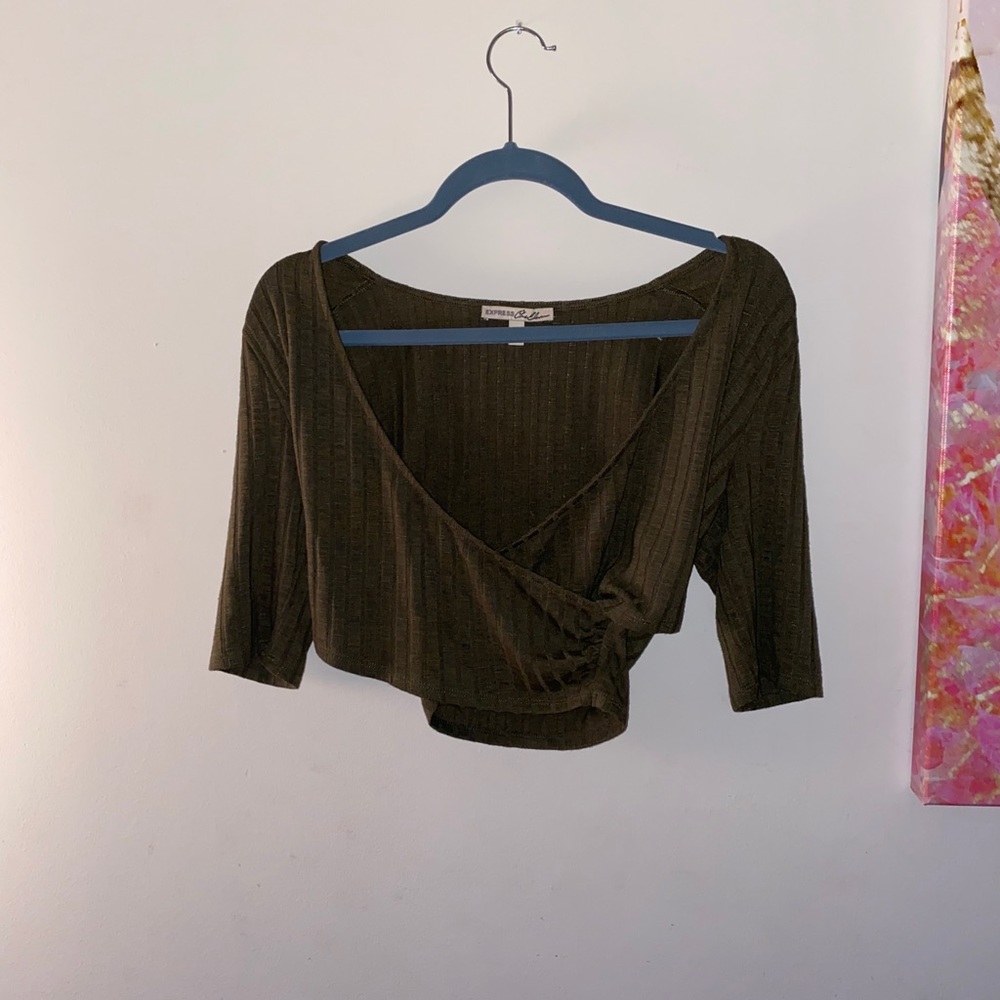 Mid sleeve green  croptop